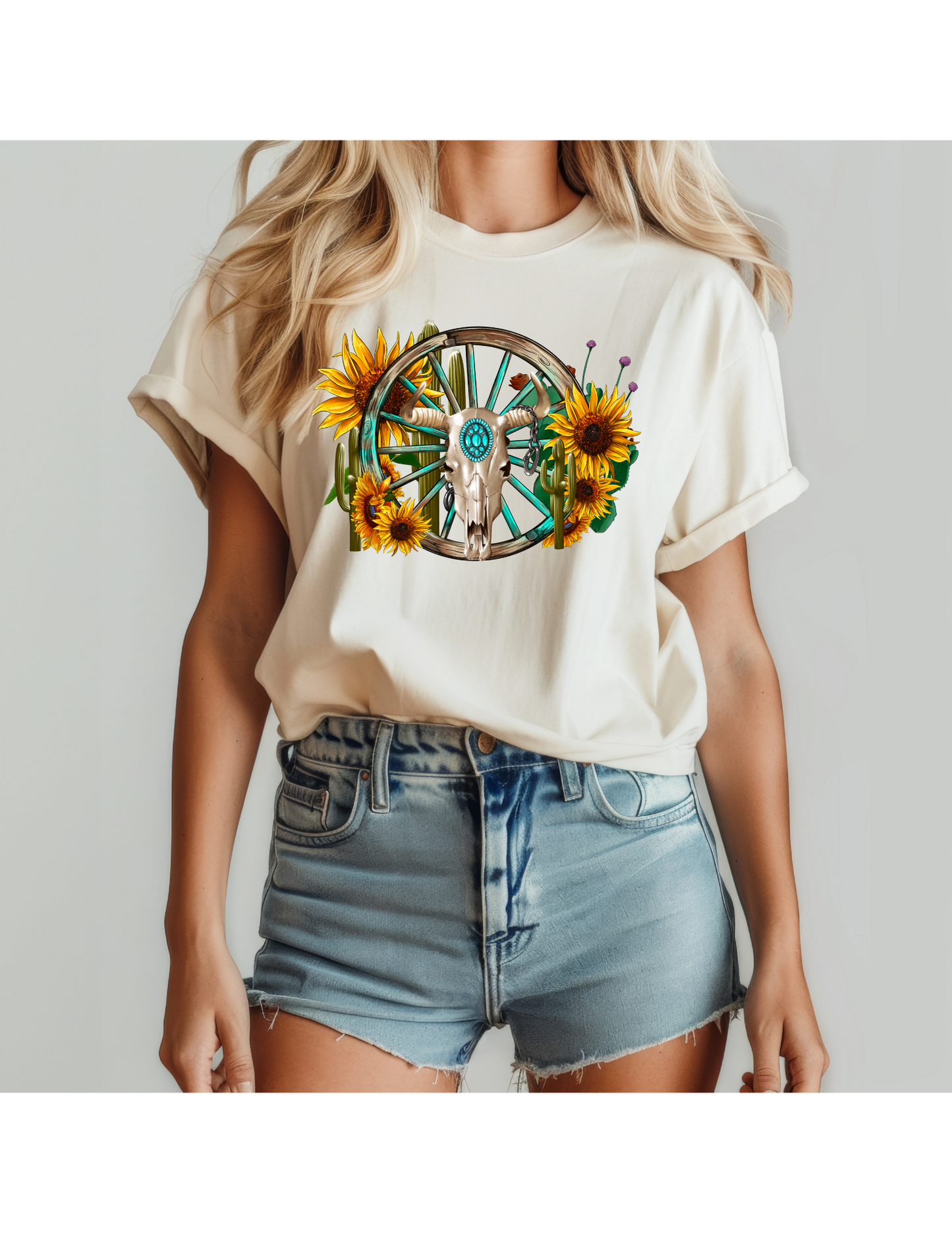 Bull Skull & Wagon Tee